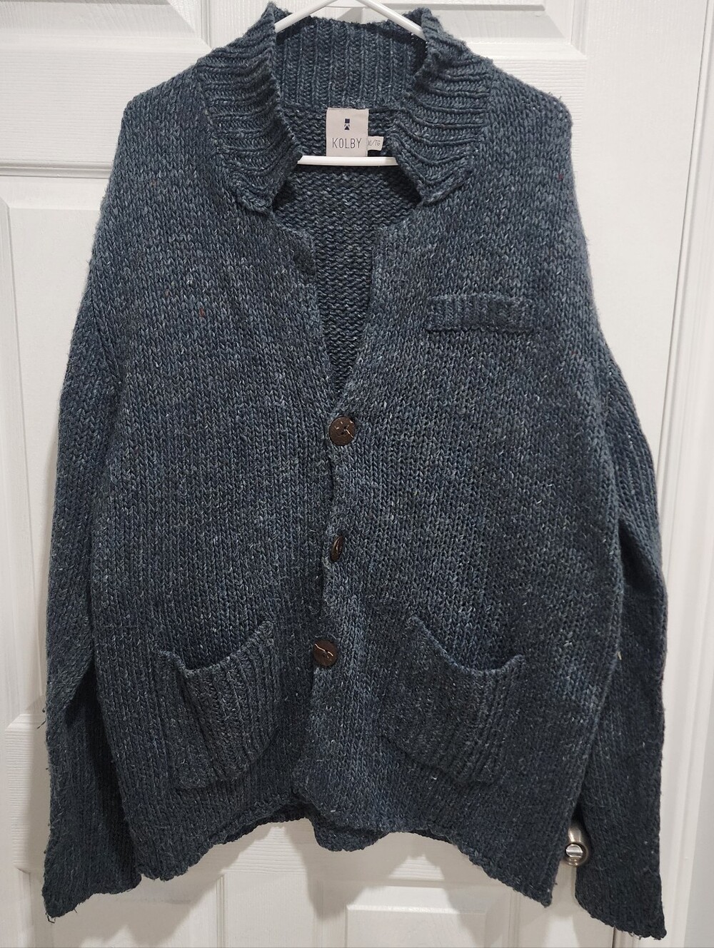 Vintage Kolby Knit Button Cardigan Collar Pockets Cozy Oversized XL